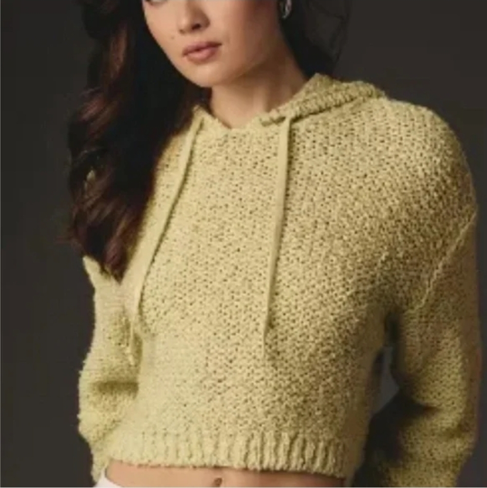 New Anthropologie 3x PILCROSailcloth Hooded Sweater In Green